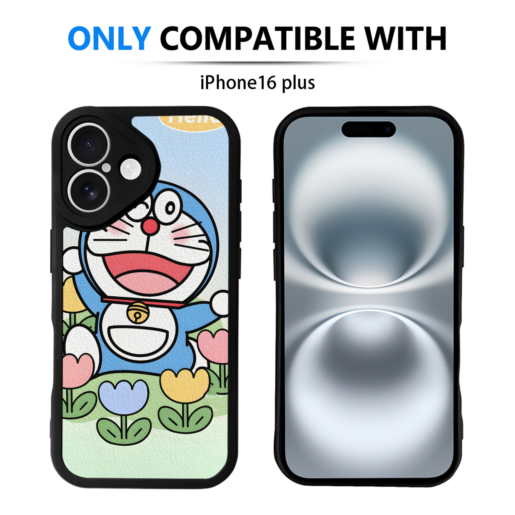 （画像用） ドラえもん Doraemon 【iPhone 16シリーズ対応】シリコンスマホケース（レザー調） 材質：シリコン